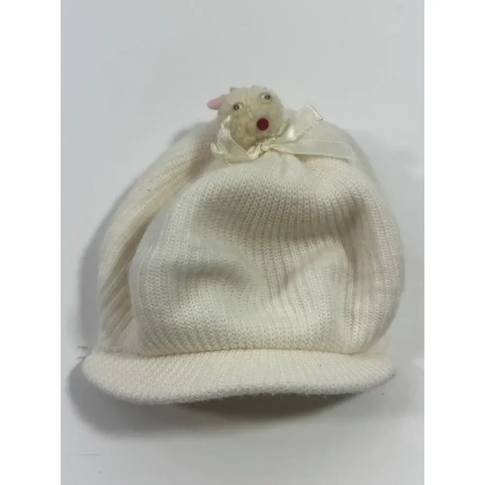 Vintage Baby Hats Caps English Tams Knit White Newborn-12 Mos